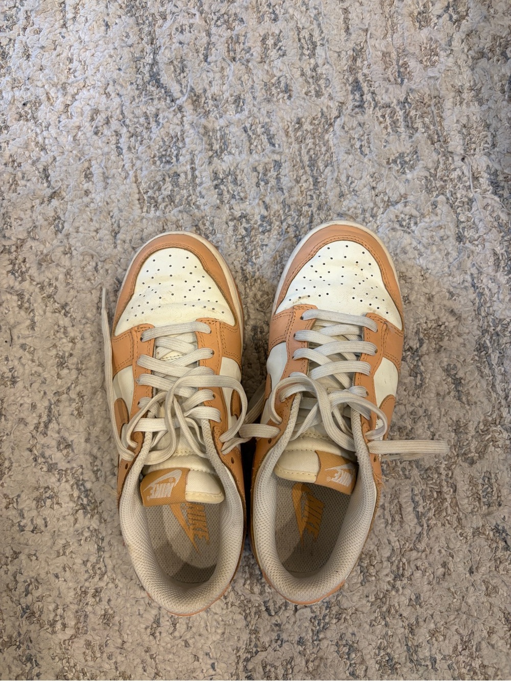 Nike Women’s Dunks Sneakers in White and Tan/Beige Orange